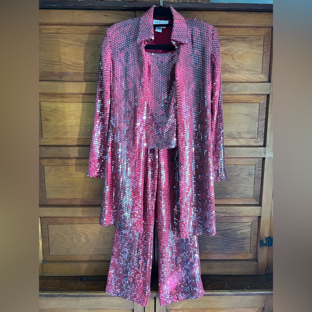 Basix II Snake Print Sequin Silk 3 Piece Set